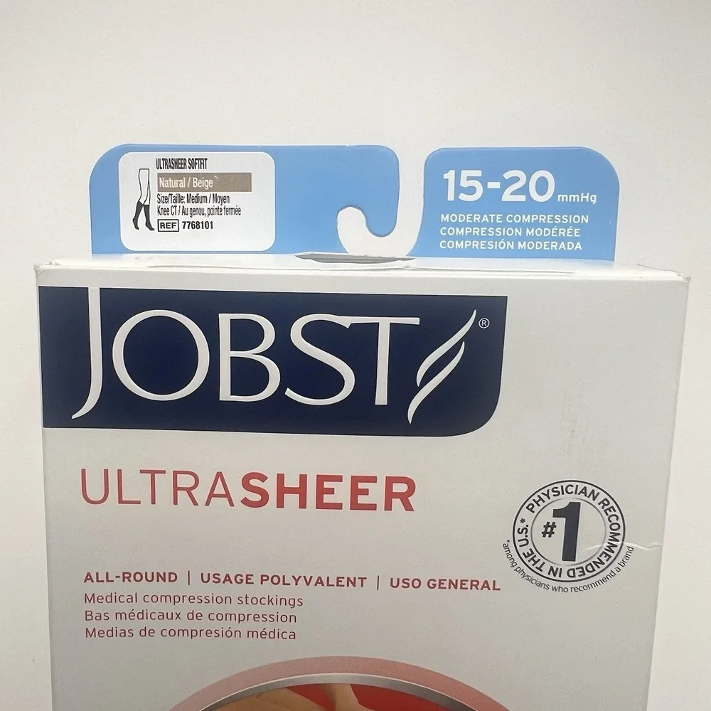 Jobst UltraSheer Knee High Compression Stockings Closed Toe 15-20 MmHg Women Med